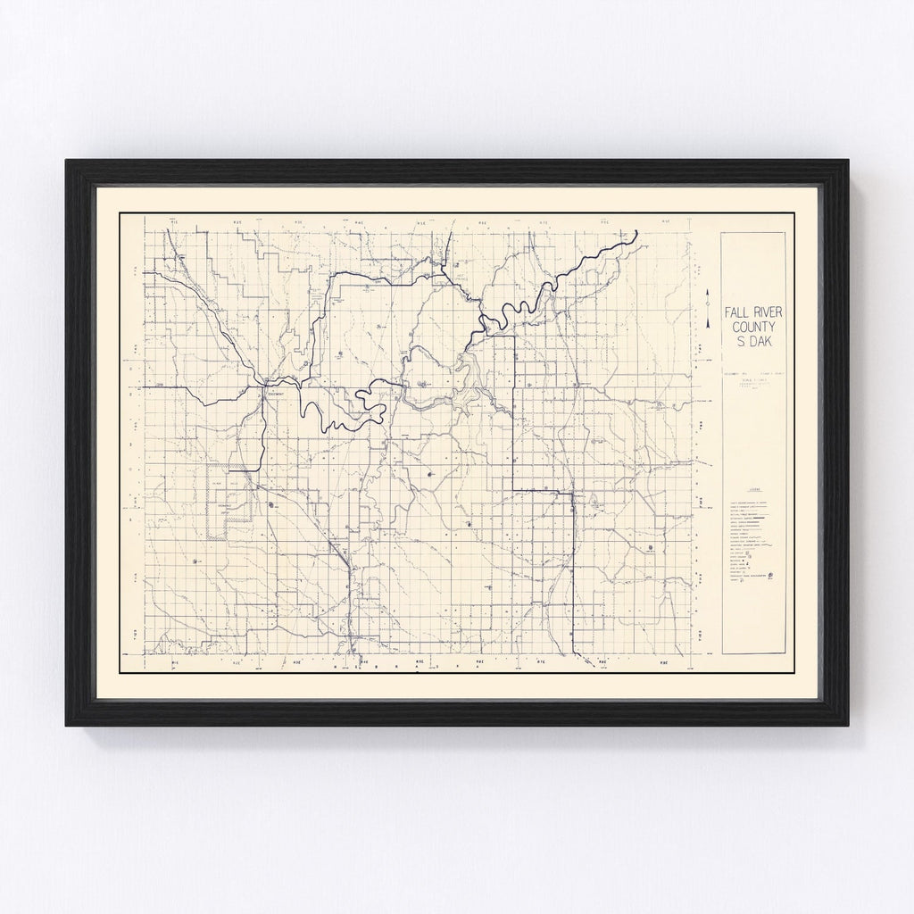 Vintage Map of Fall River County, South Dakota 1951
