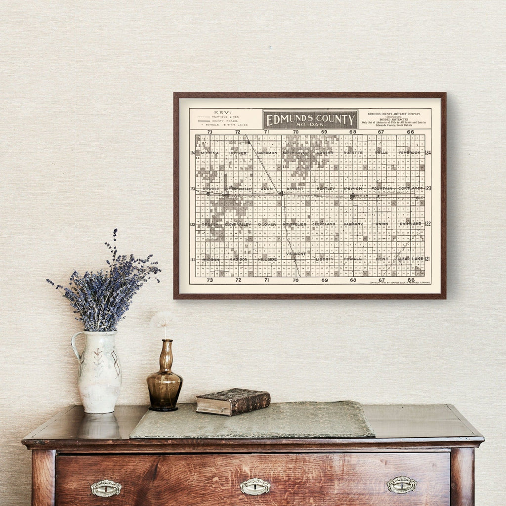 Vintage Map of Edmunds County, South Dakota 1918