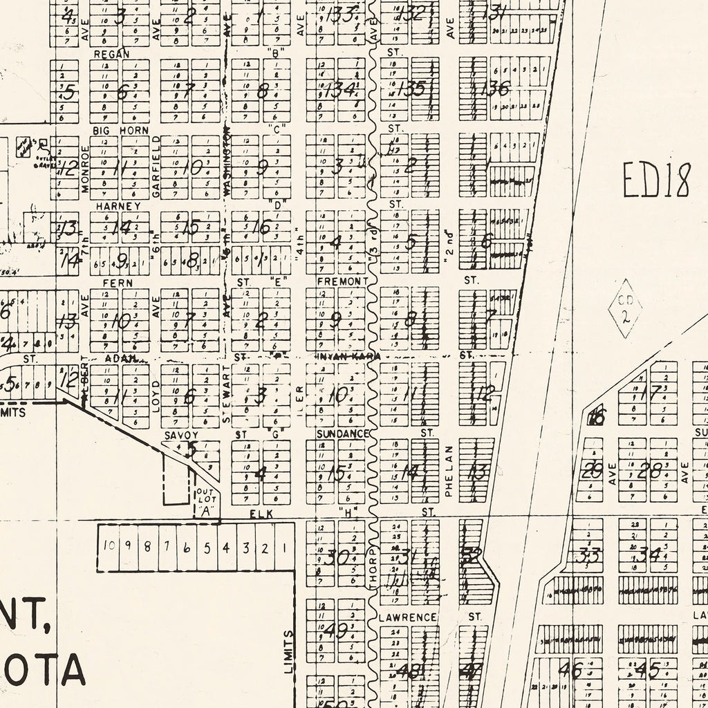 Vintage Map of Edgemont, South Dakota 1970