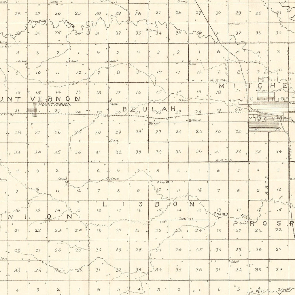 Vintage Map of Davison County, South Dakota 1900