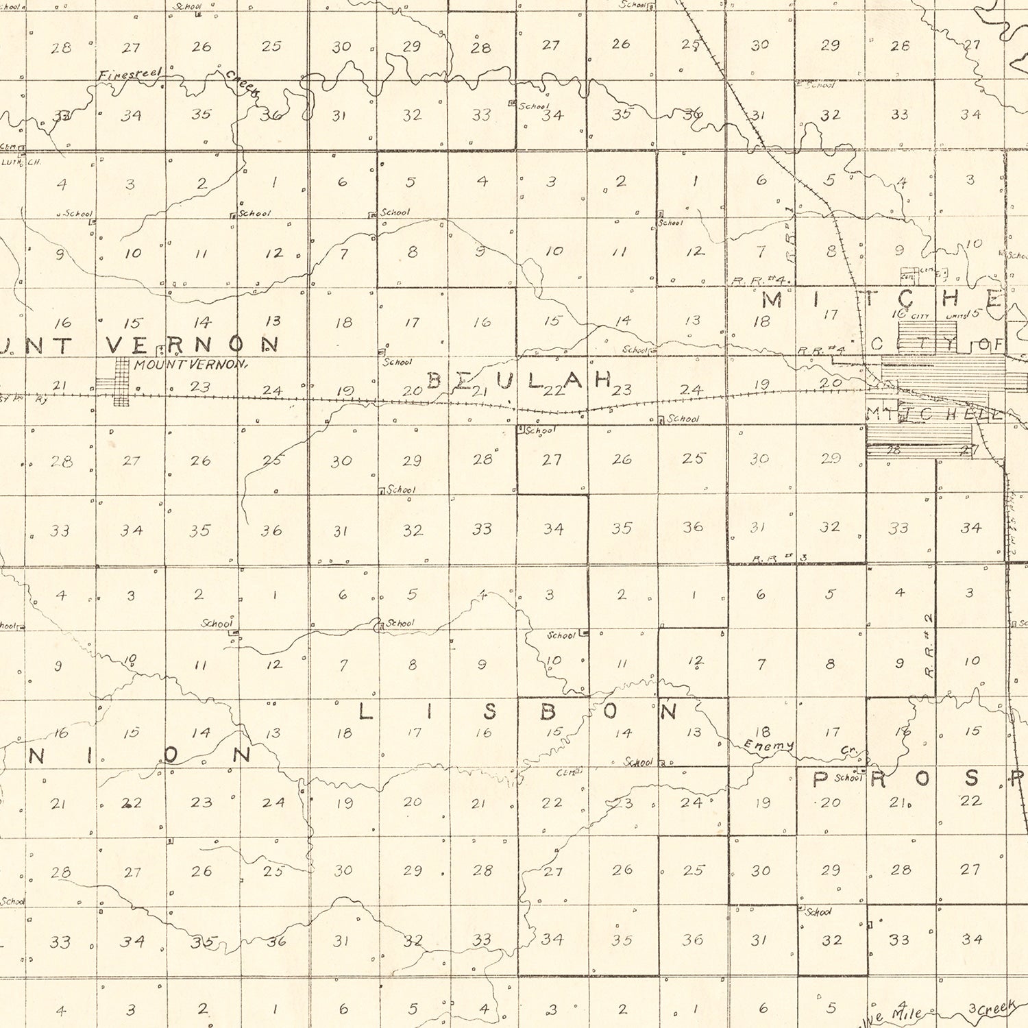 Vintage Map of Davison County, South Dakota 1900
