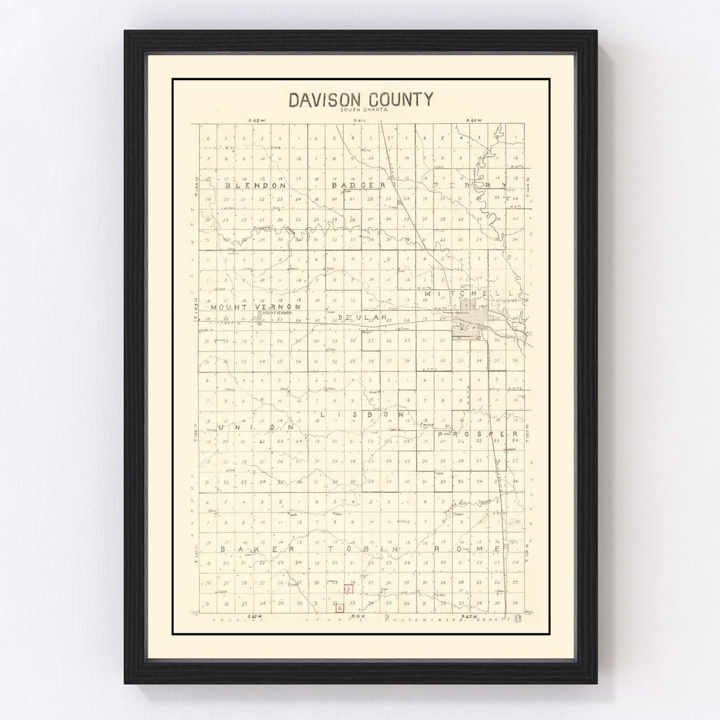 Vintage Map of Davison County, South Dakota 1900