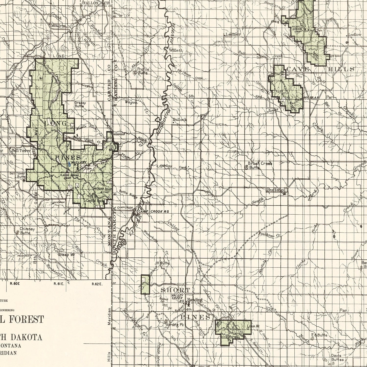 Vintage Custer National Forest Map 1938