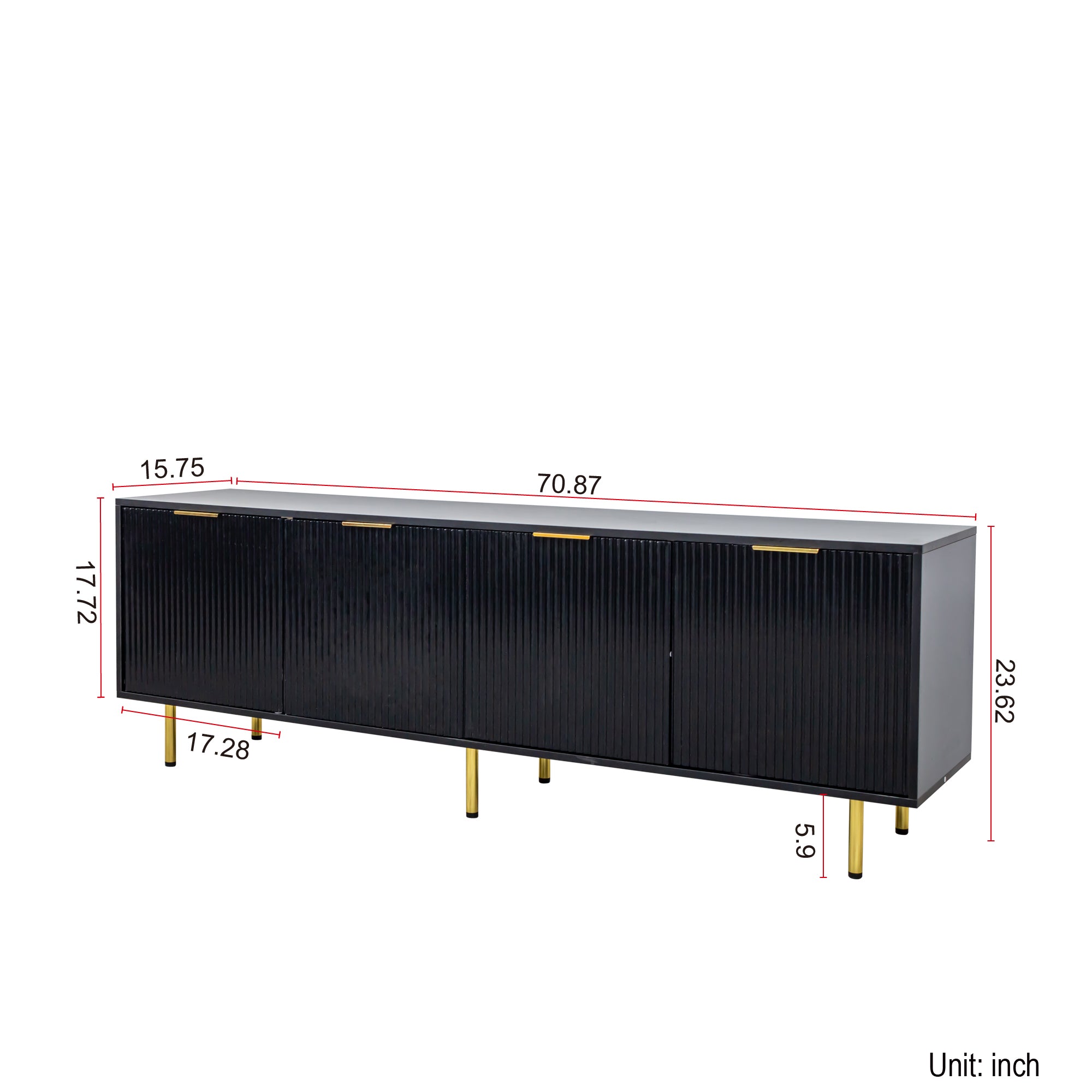 Modern warm Black TV cabinet for 80 inch TV Stands, for Living Room Bedroom
