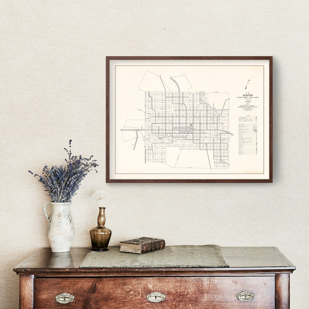 Vintage Map of Custer, South Dakota 1969