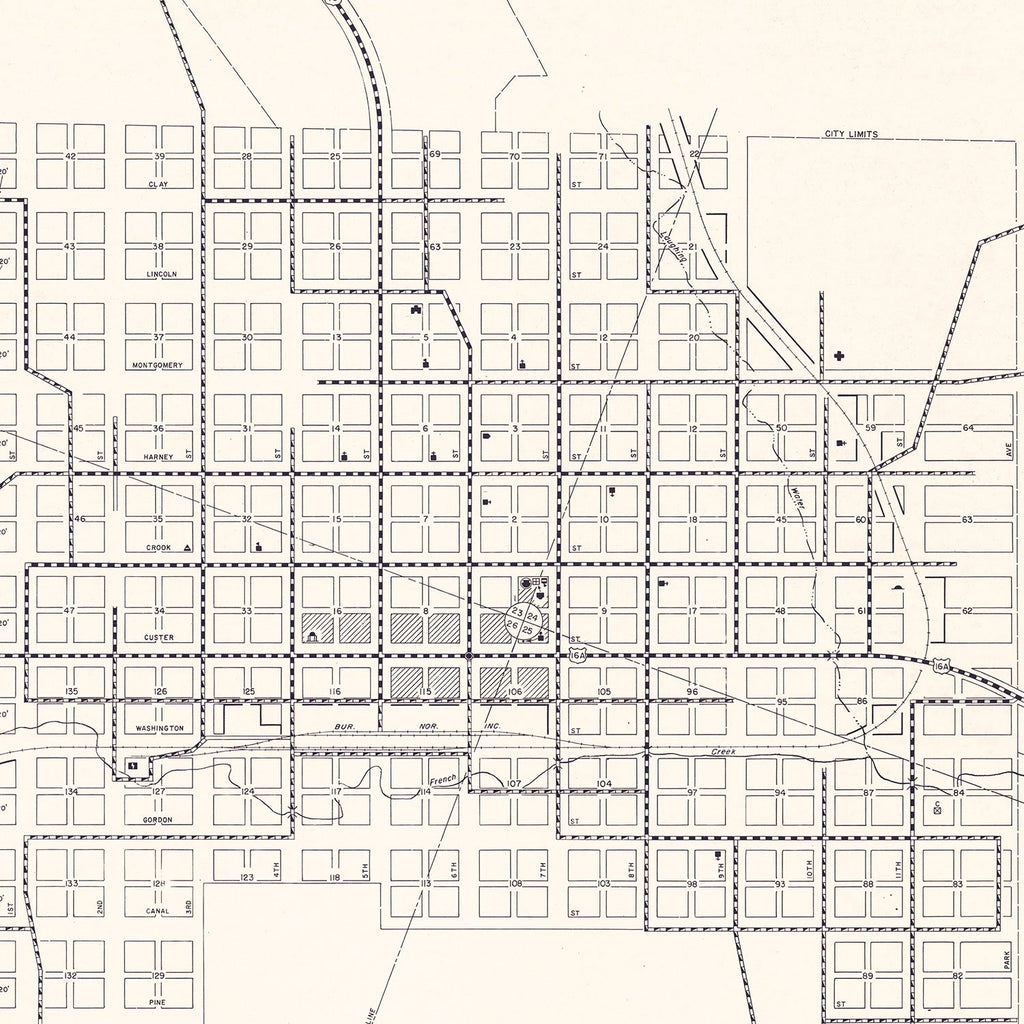 Vintage Map of Custer, South Dakota 1969