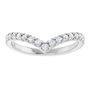 14K White 3/8 CTW Natural Diamond French-Set Contour Band