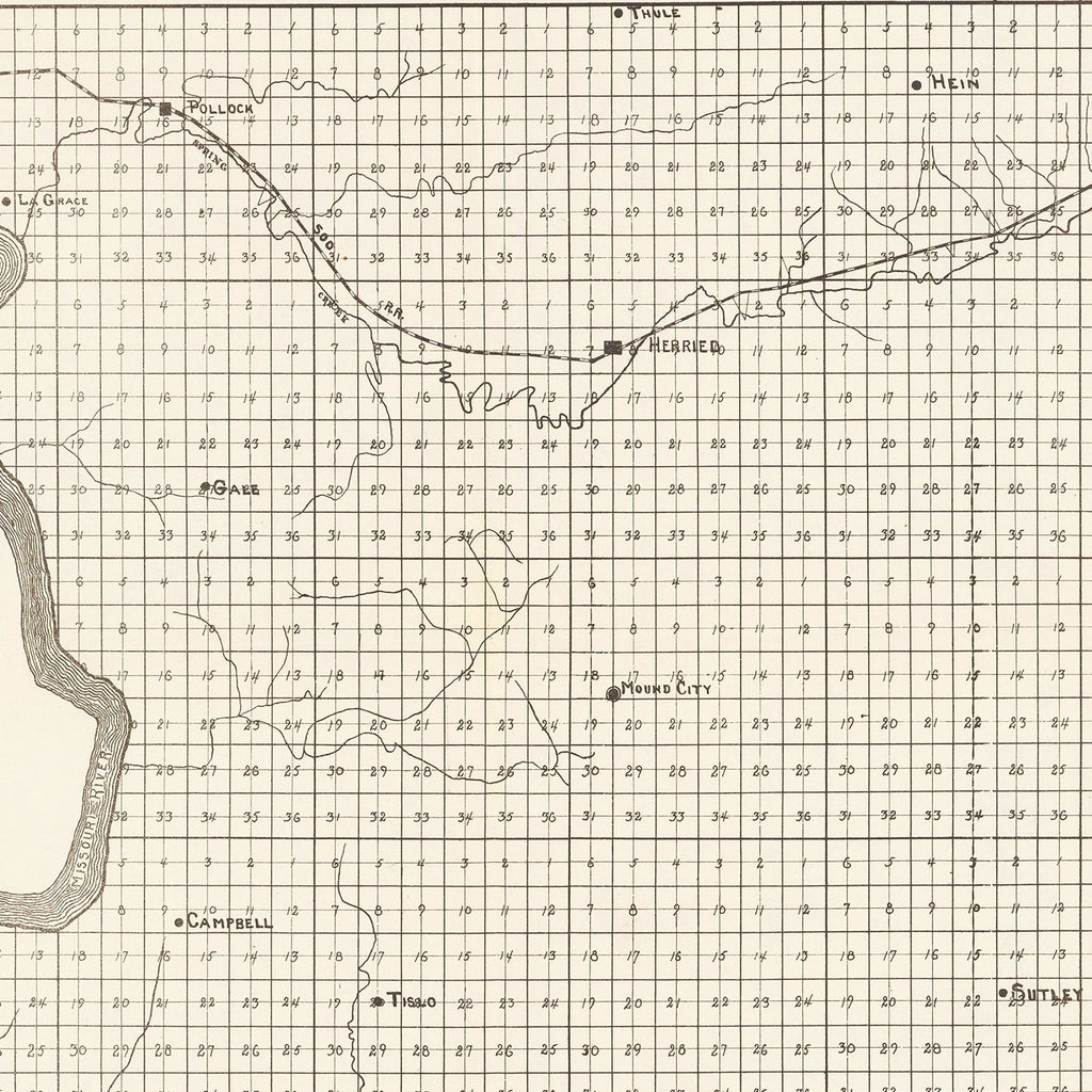Vintage Map of Campbell County, South Dakota 1908