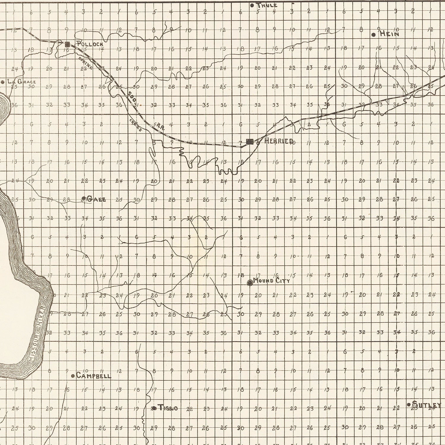 Vintage Map of Campbell County, South Dakota 1908