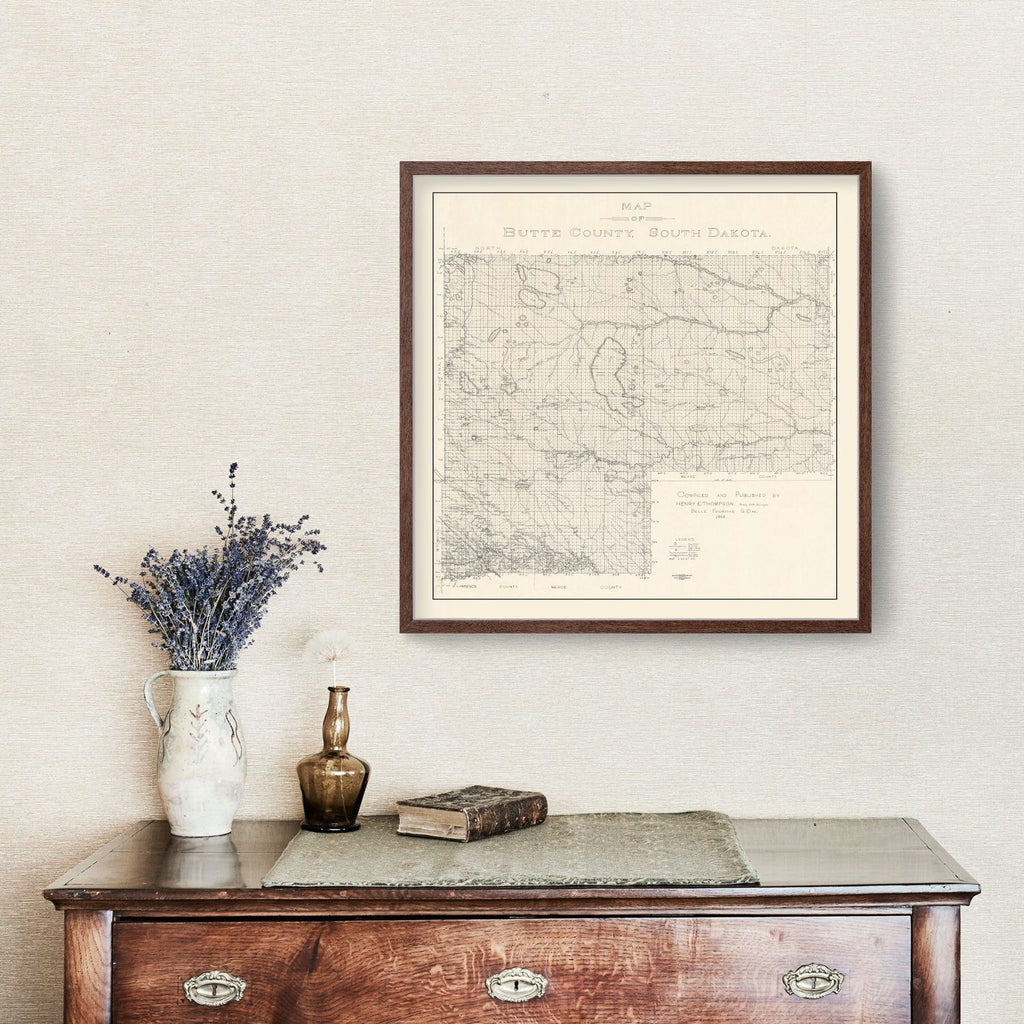 Vintage Map of Butte County, South Dakota 1902