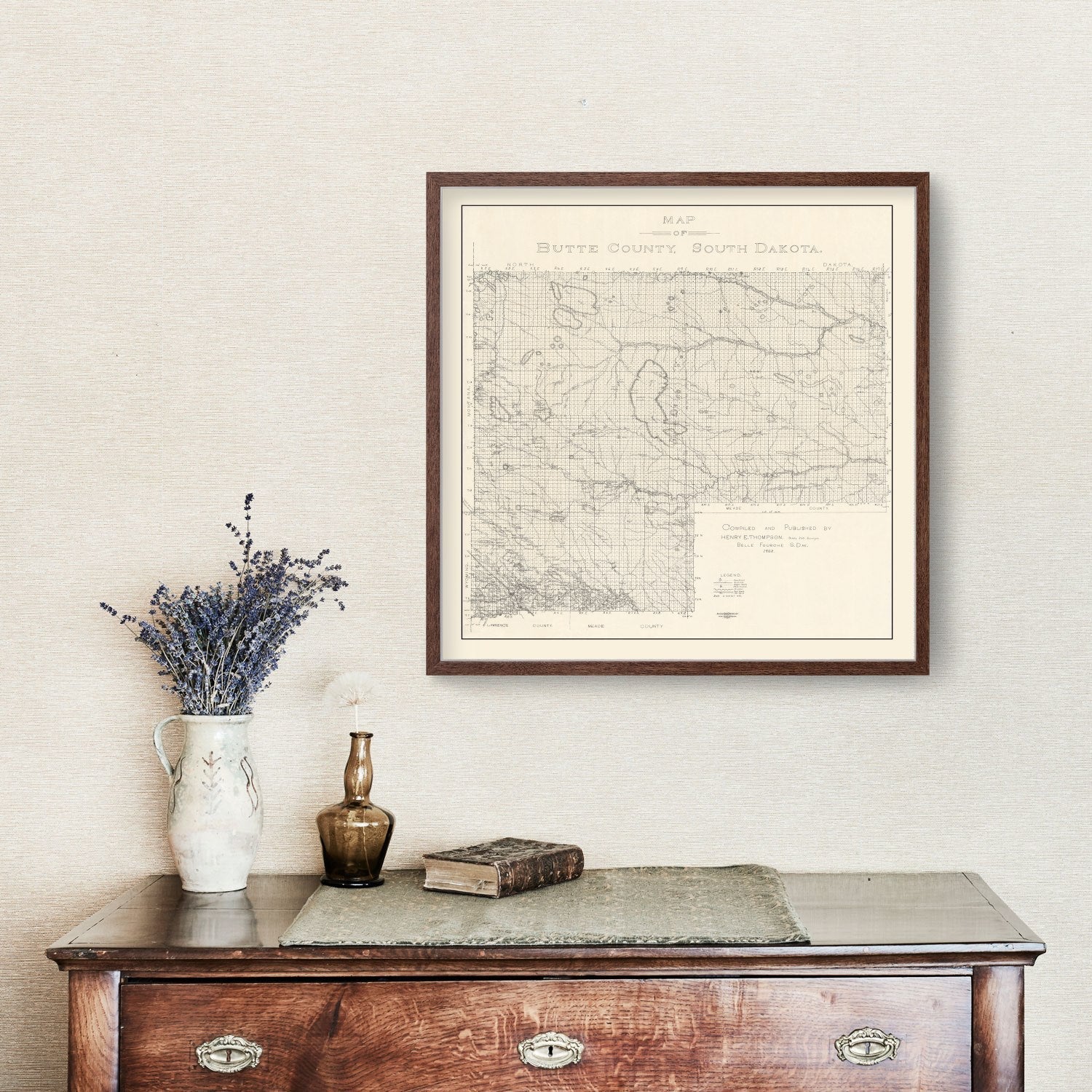 Vintage Map of Butte County, South Dakota 1902
