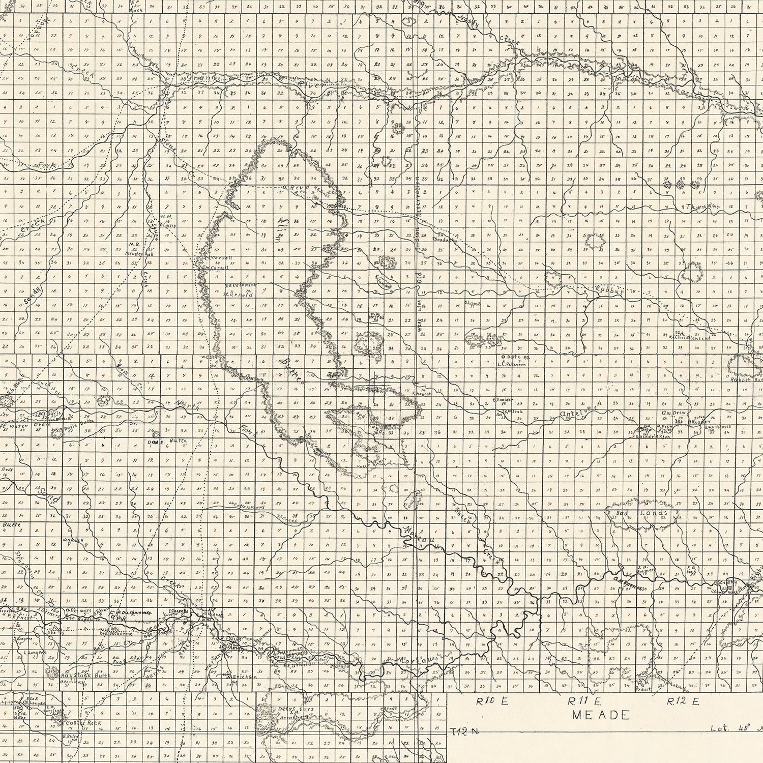 Vintage Map of Butte County, South Dakota 1902