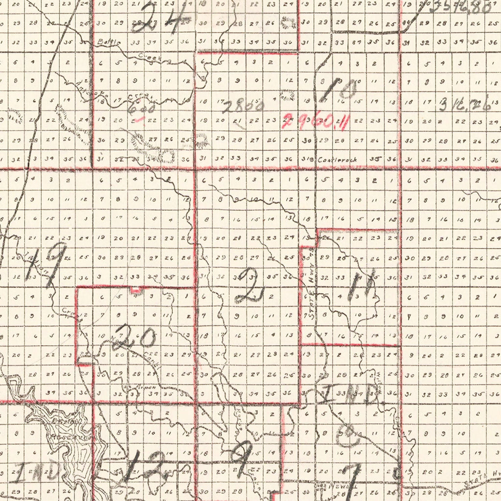 Vintage Map of Butte County, South Dakota 1936
