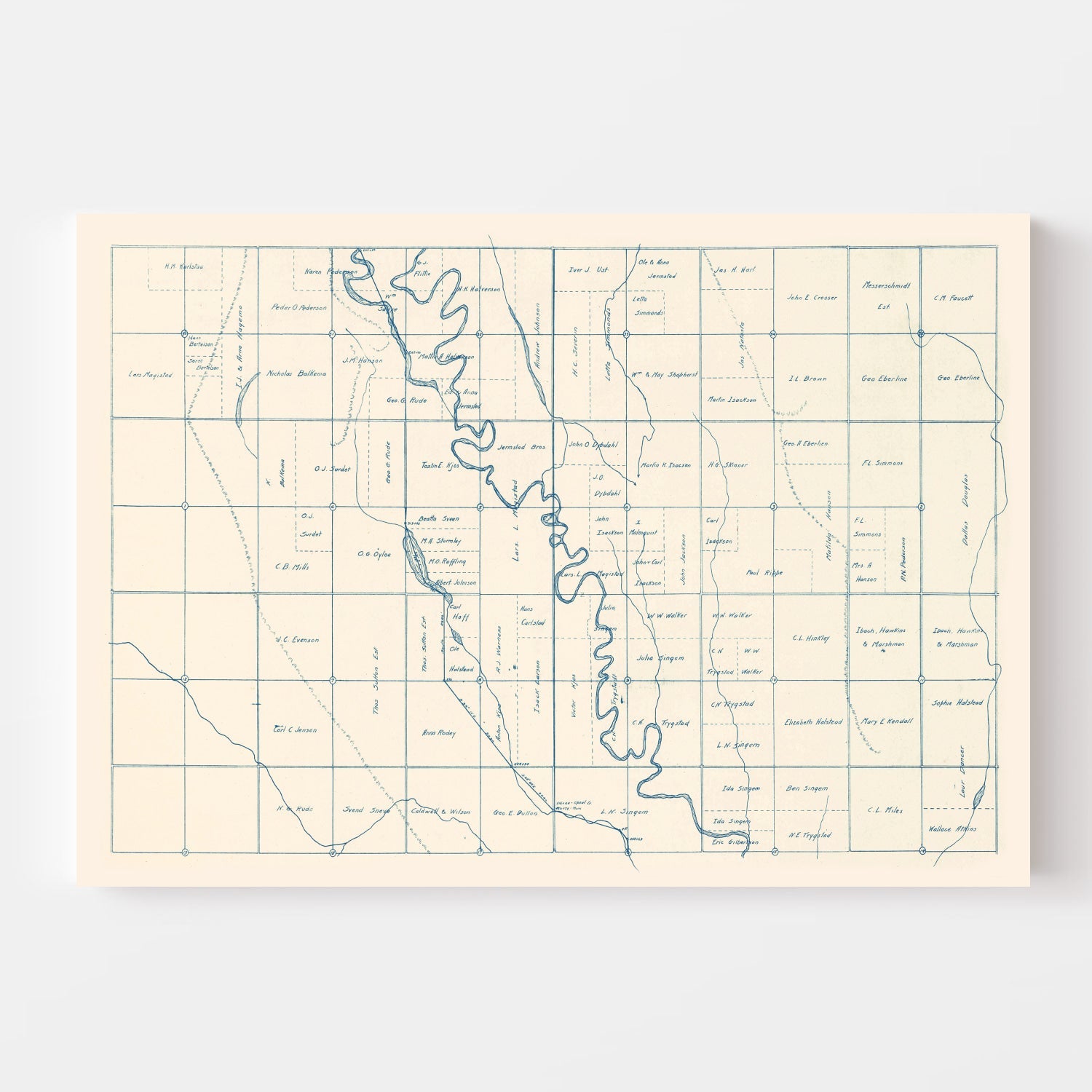 Vintage Map of Brookings County, South Dakota 1921
