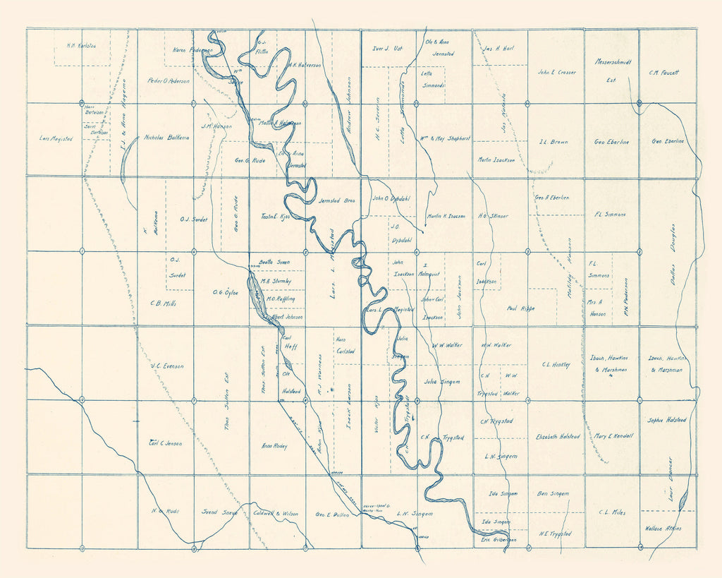Vintage Map of Brookings County, South Dakota 1921