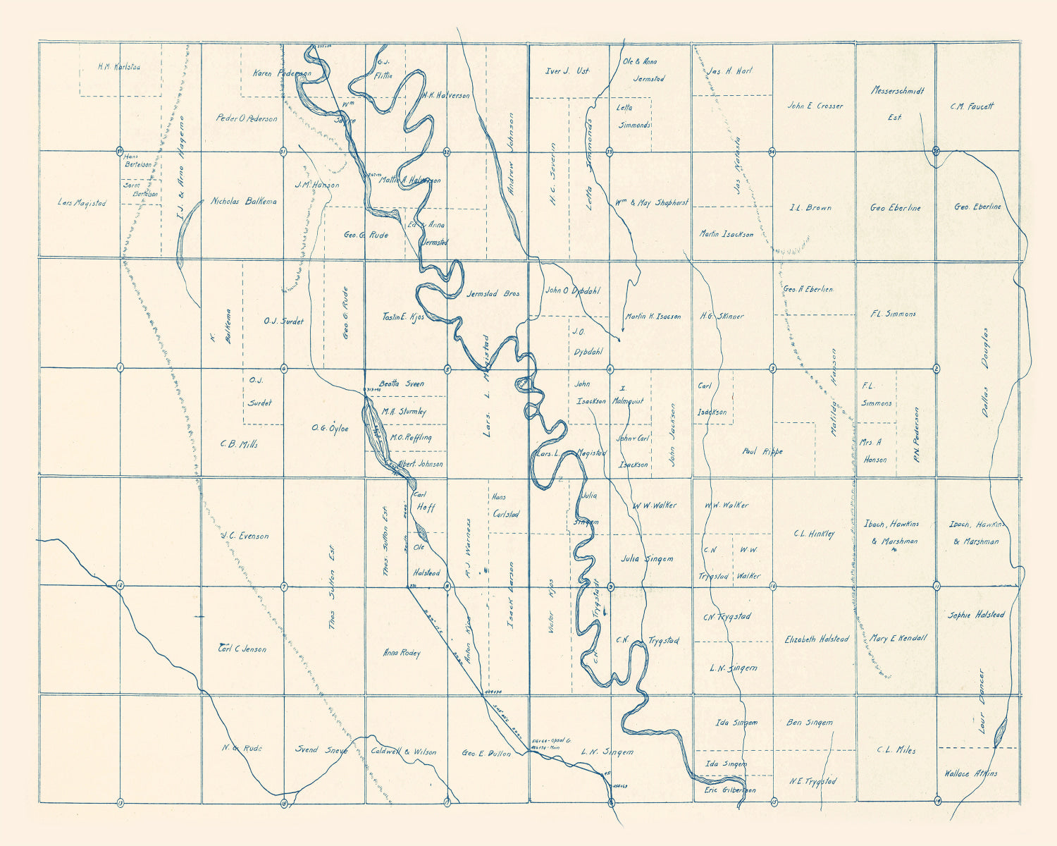 Vintage Map of Brookings County, South Dakota 1921