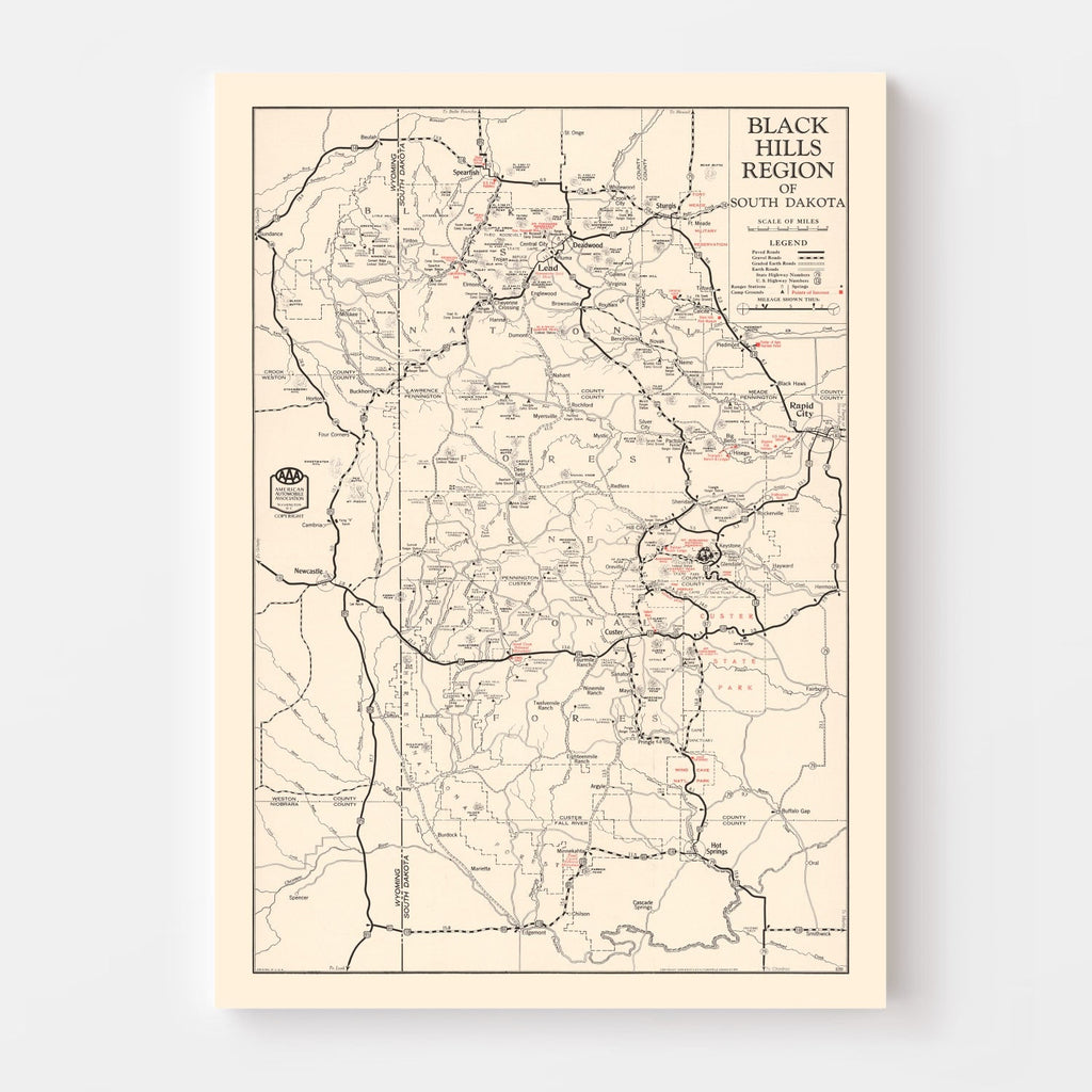 Vintage Black Hills Map 1939