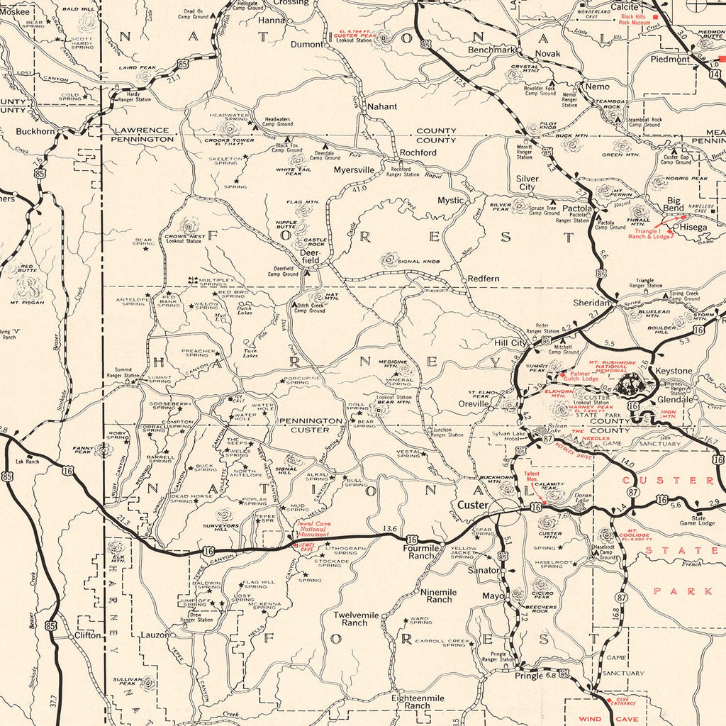 Vintage Black Hills Map 1939