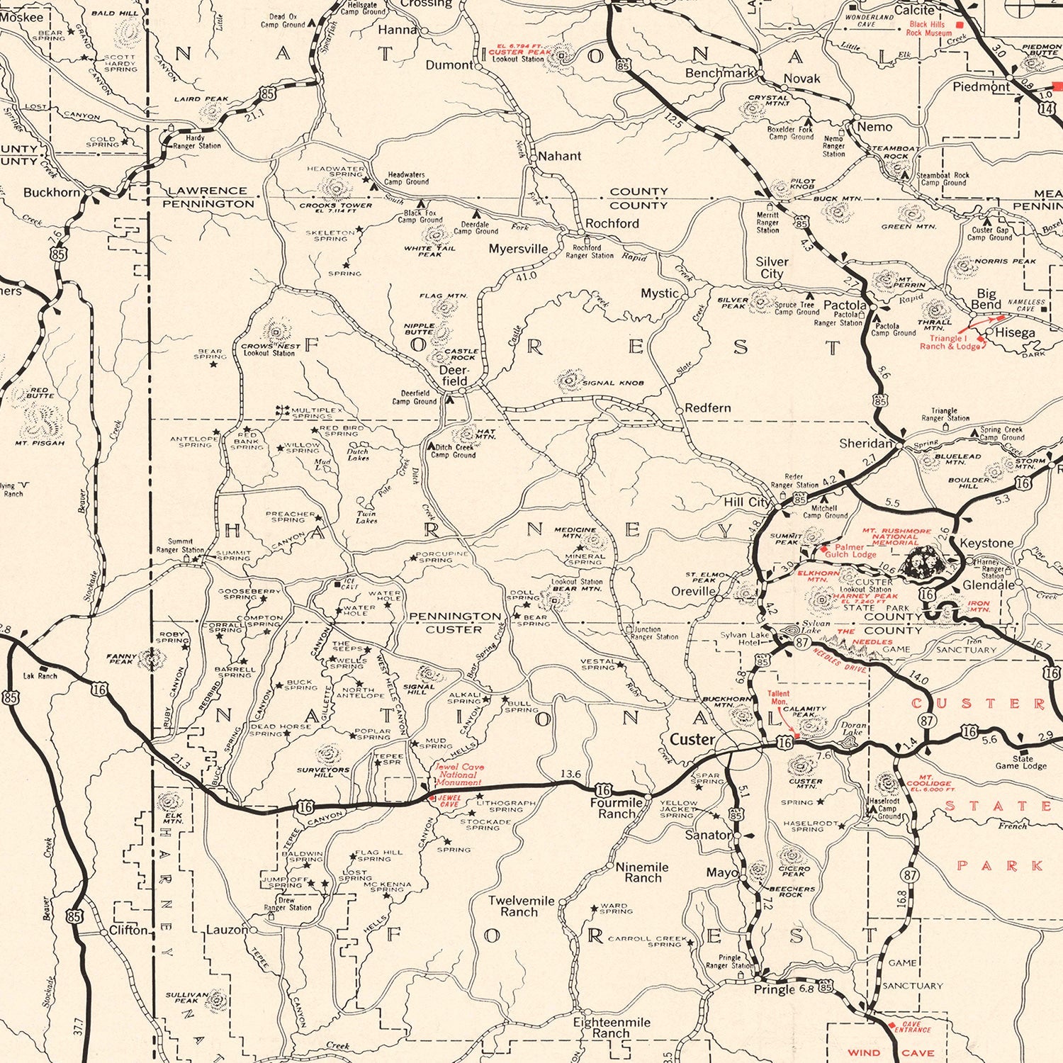 Vintage Black Hills Map 1939