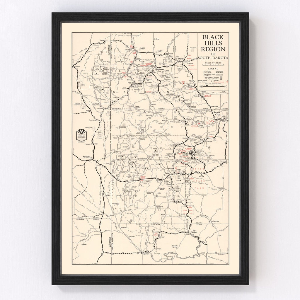 Vintage Black Hills Map 1939