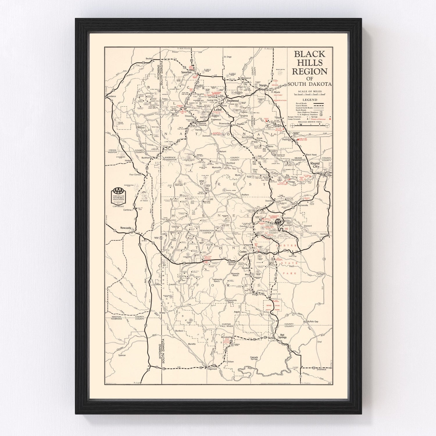 Vintage Black Hills Map 1939
