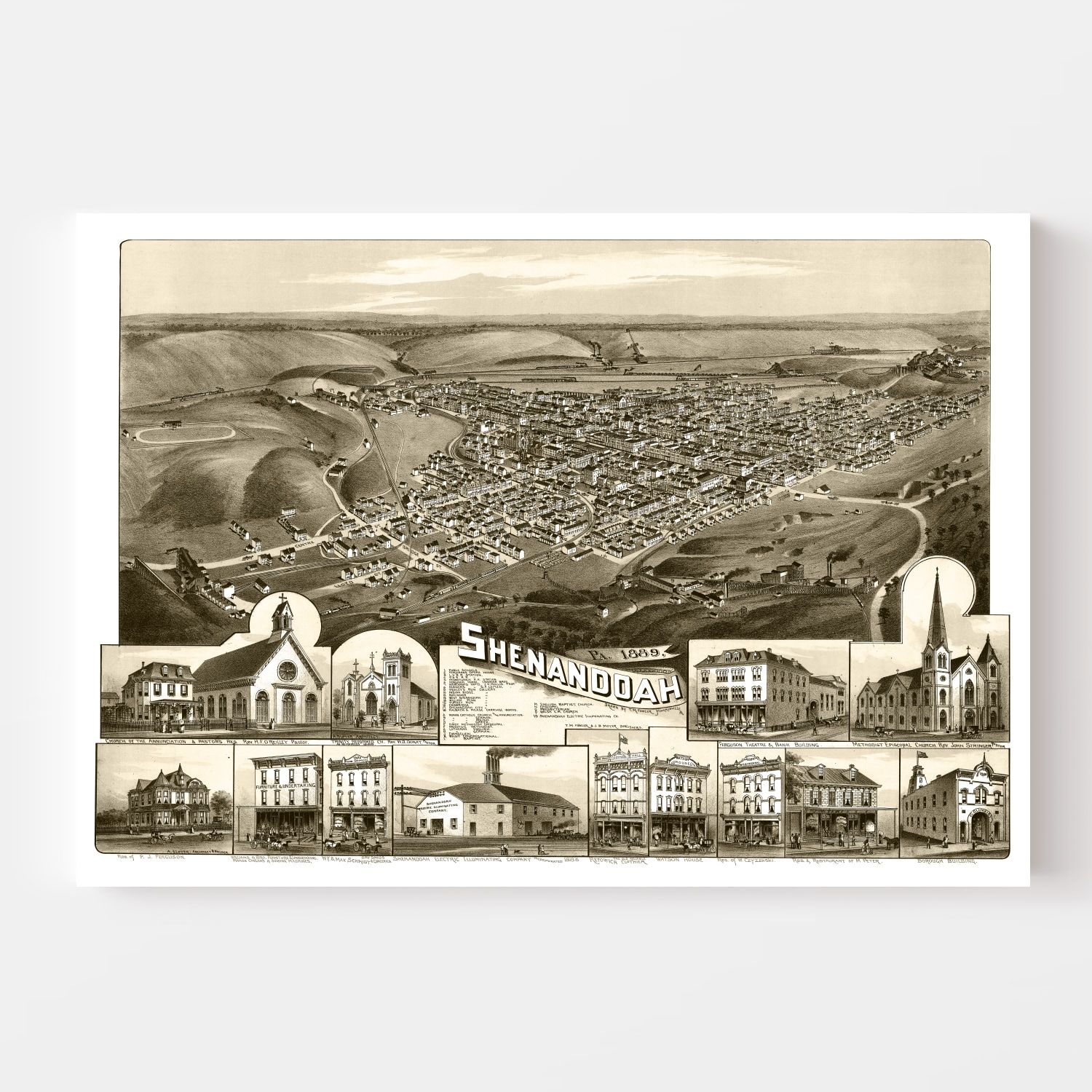 Vintage Map of Shenandoah, Pennsylvania 1889