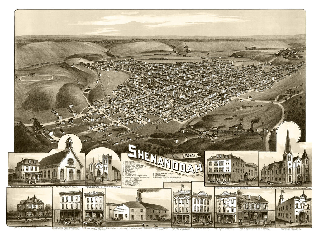 Vintage Map of Shenandoah, Pennsylvania 1889