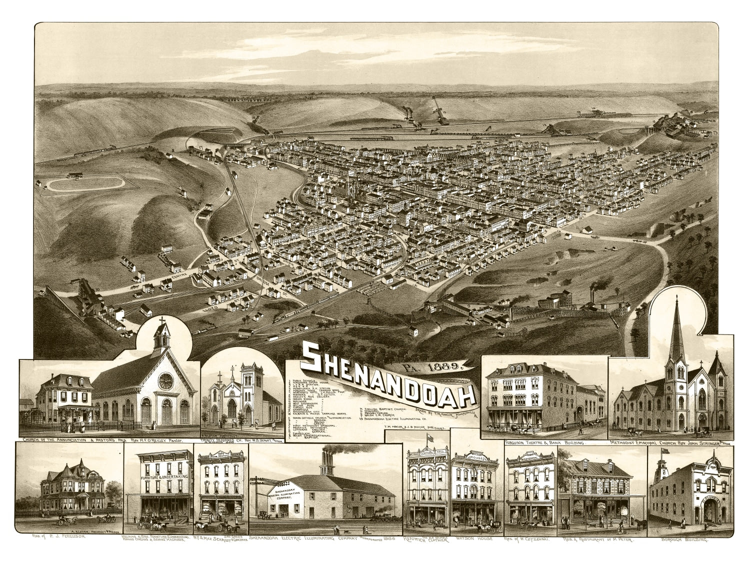 Vintage Map of Shenandoah, Pennsylvania 1889