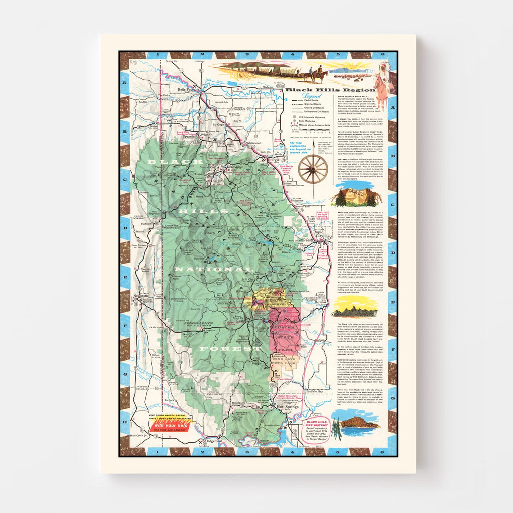 Vintage Black Hills Map 1956