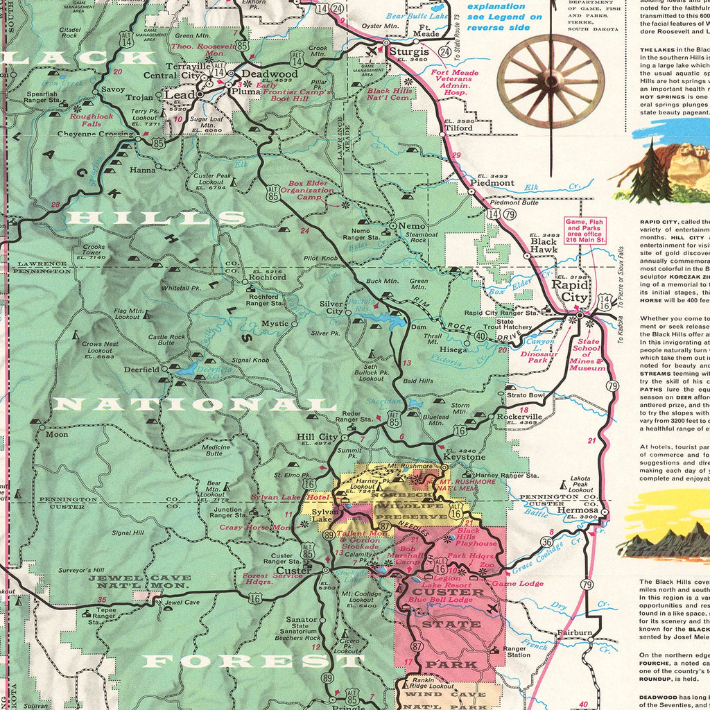 Vintage Black Hills Map 1956