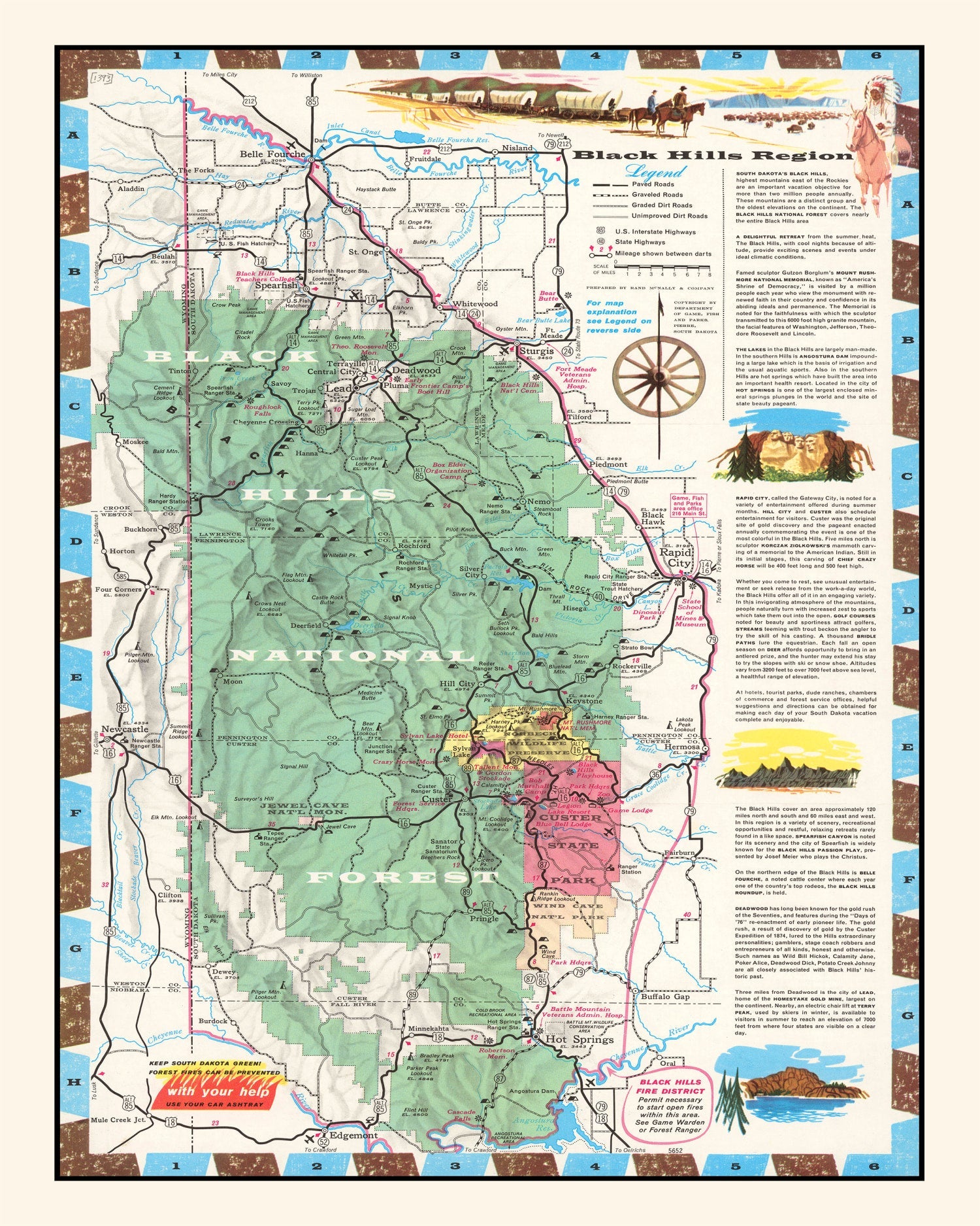 Vintage Black Hills Map 1956