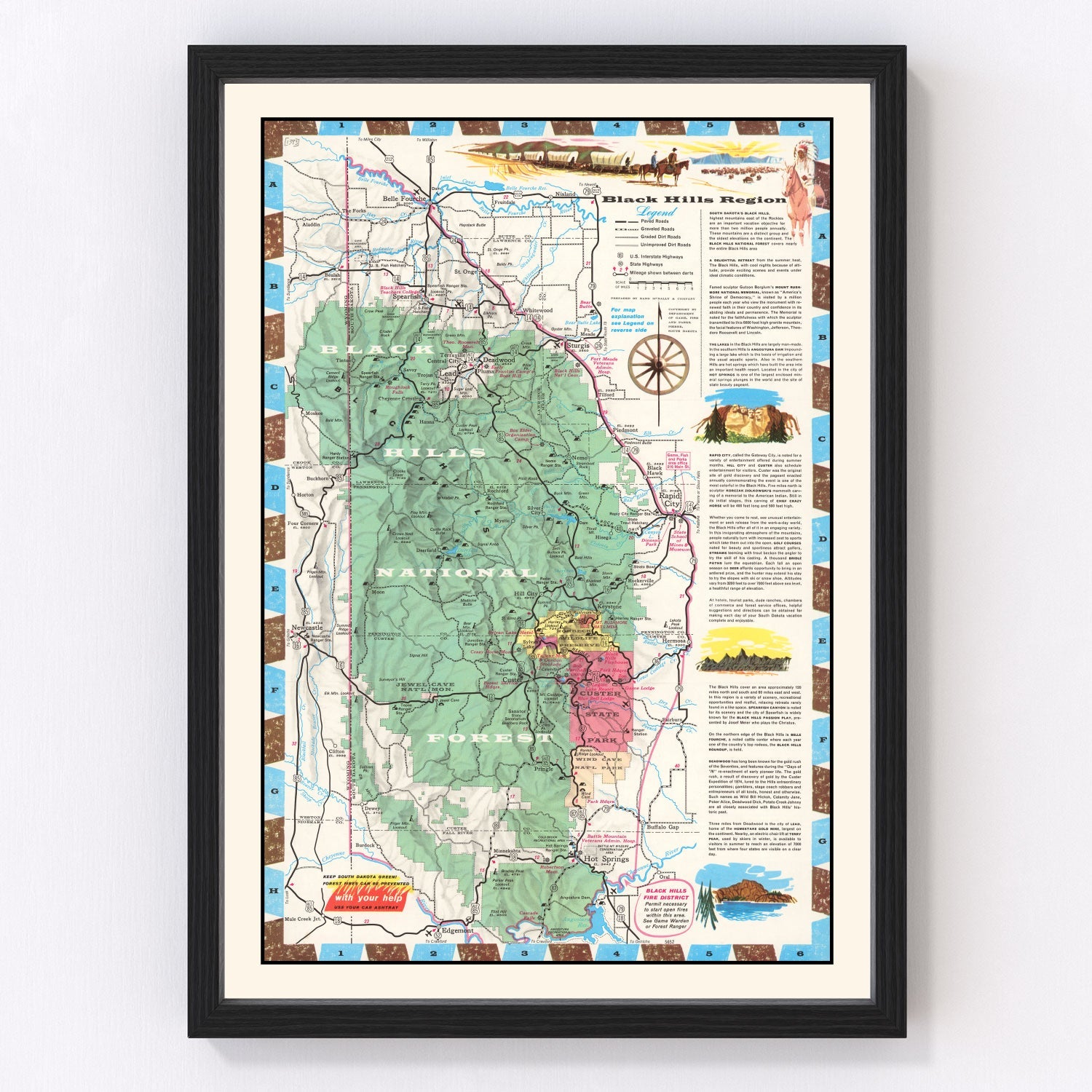 Vintage Black Hills Map 1956