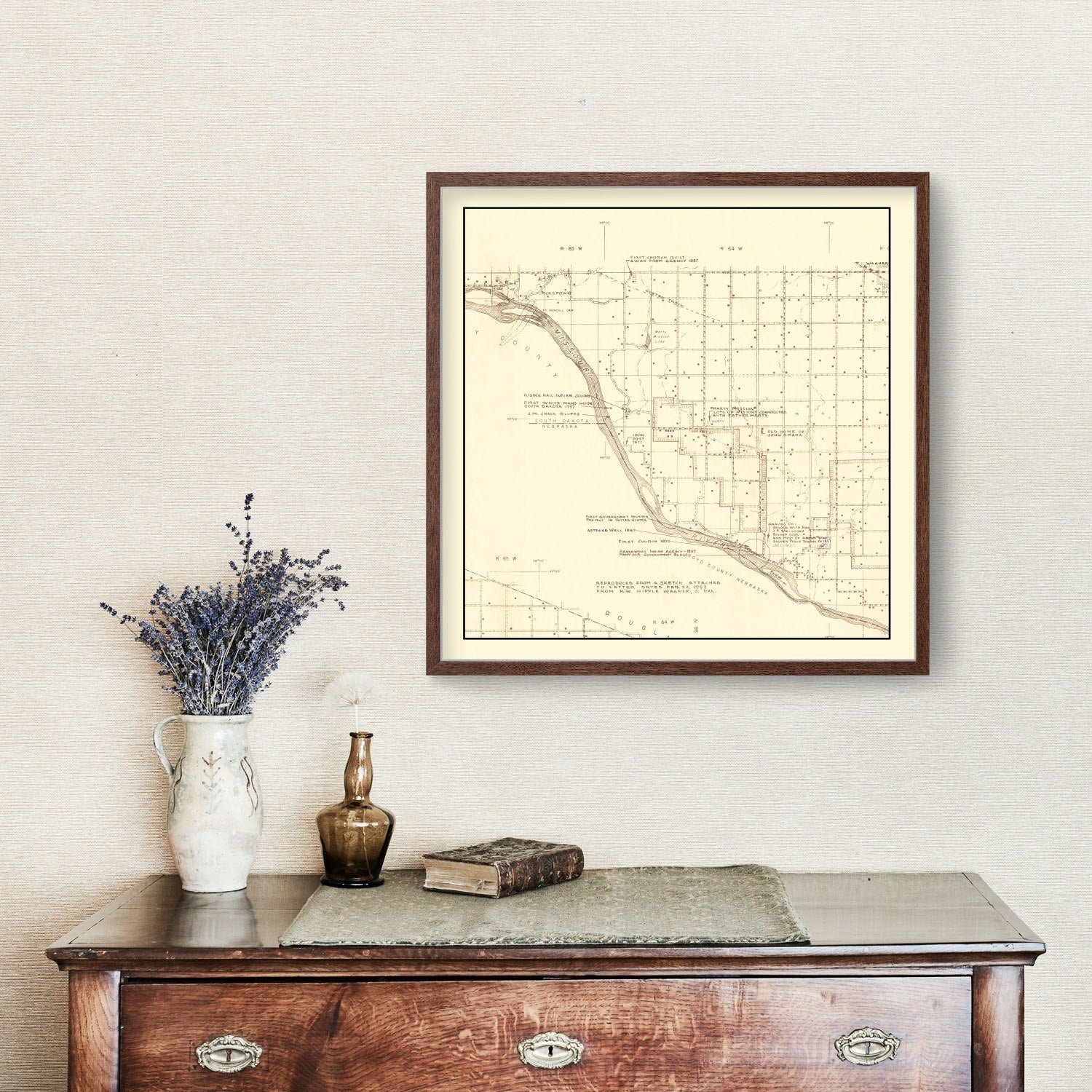 Vintage Map of Charles Mix County, South Dakota 1953