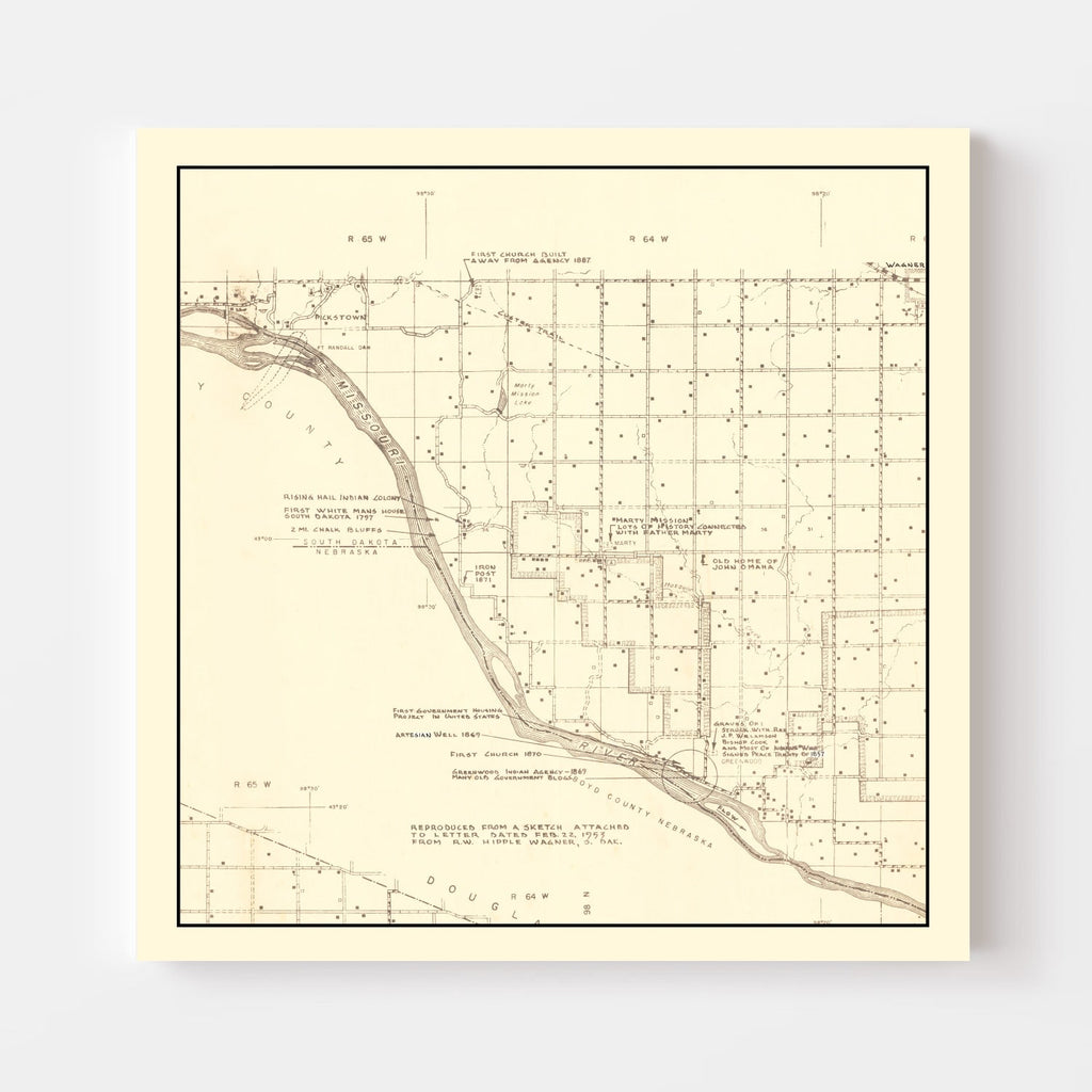 Vintage Map of Charles Mix County, South Dakota 1953