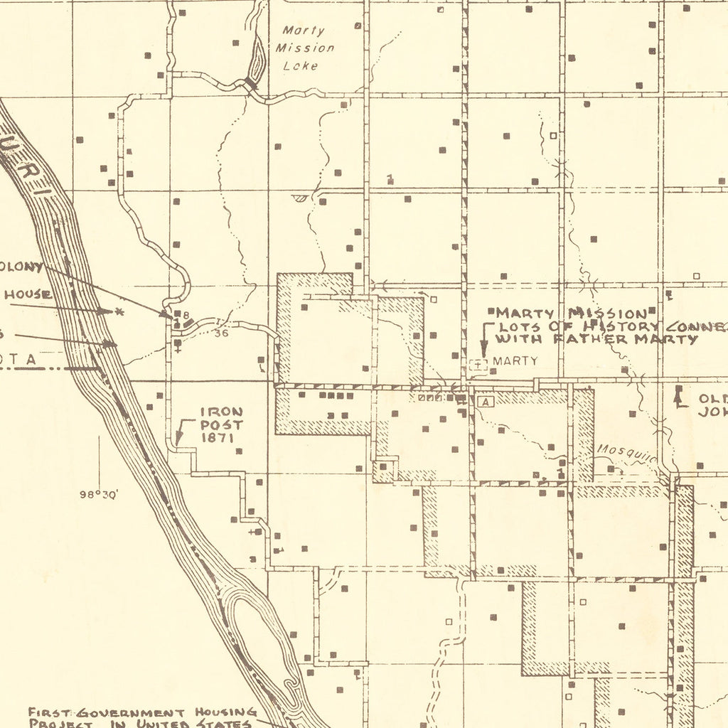 Vintage Map of Charles Mix County, South Dakota 1953