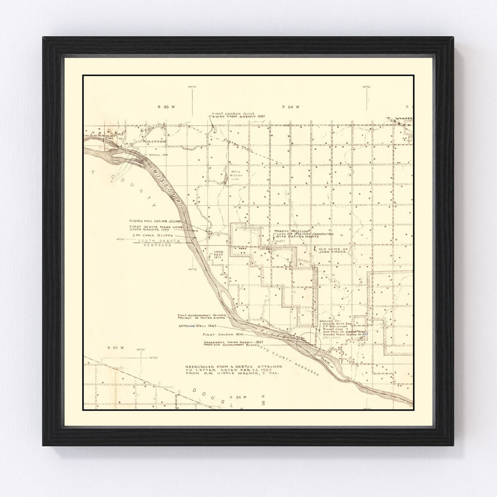 Vintage Map of Charles Mix County, South Dakota 1953