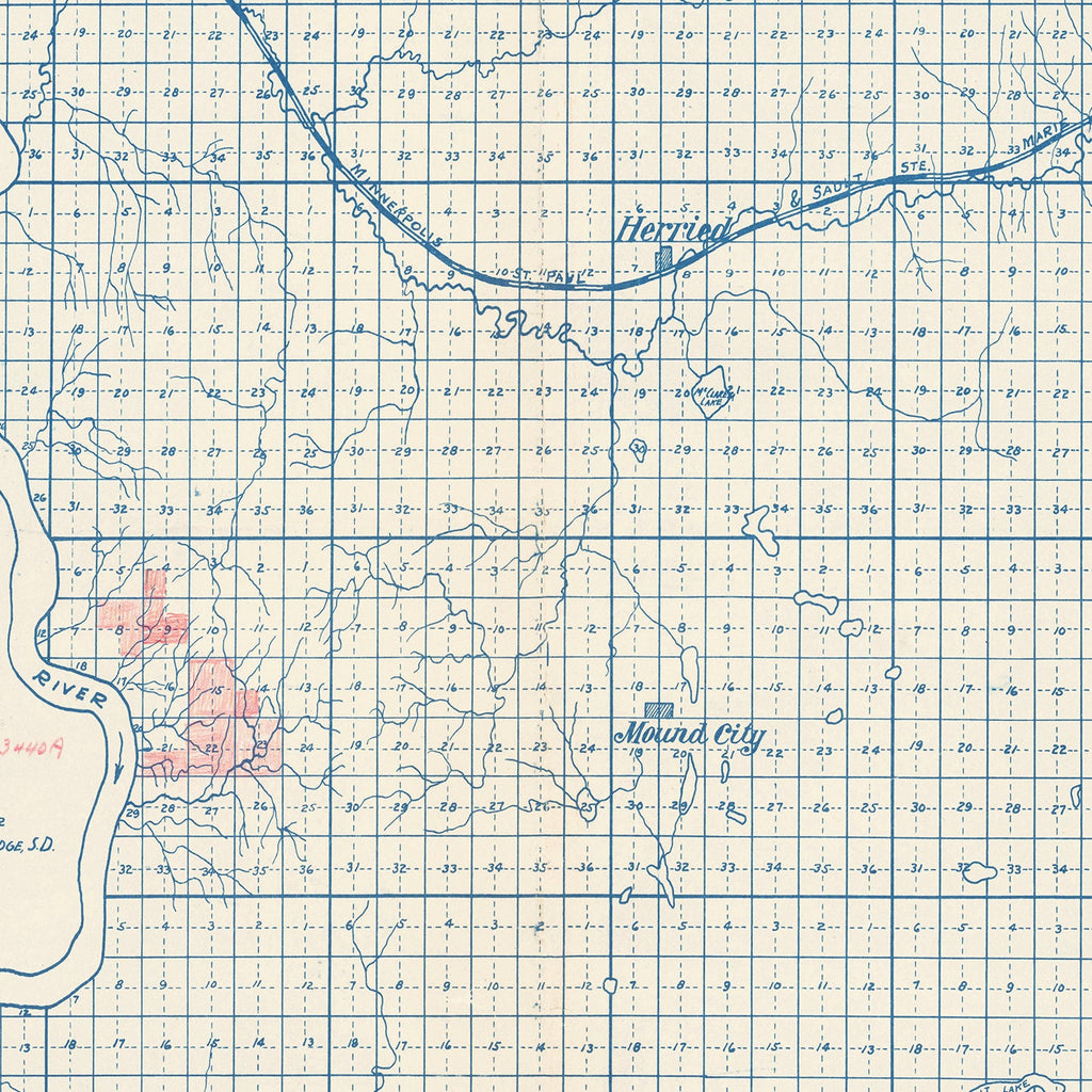 Vintage Map of Campbell County, South Dakota 1947