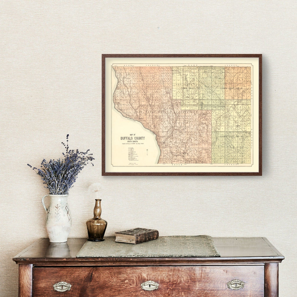 Vintage Map of Buffalo County, South Dakota 1917