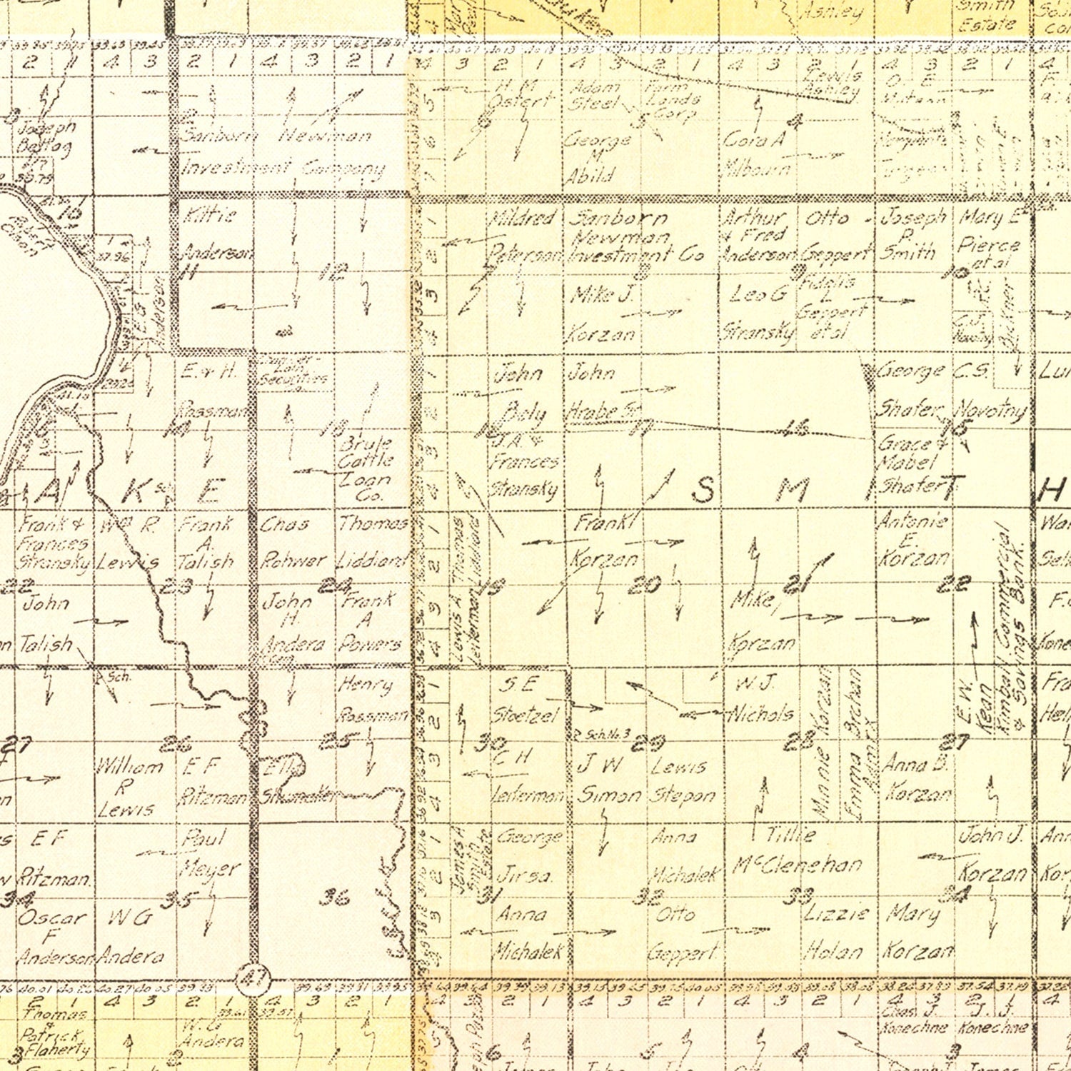 Vintage Map of Brule County, South Dakota 1930