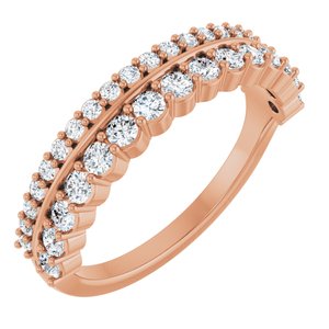 14K Rose 5/8 CTW Natural Diamond Double Row Anniversary Band