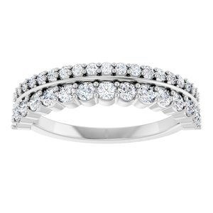 14K White 5/8 CTW Natural Diamond Double Row Anniversary Band