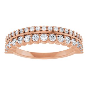 14K Rose 5/8 CTW Natural Diamond Double Row Anniversary Band