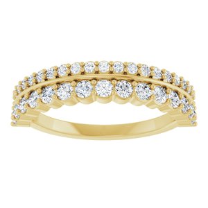 14K Yellow 5/8 CTW Natural Diamond Double Row Anniversary Band