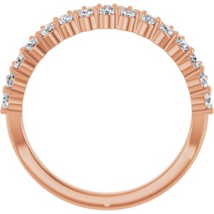 14K Rose 5/8 CTW Natural Diamond Double Row Anniversary Band