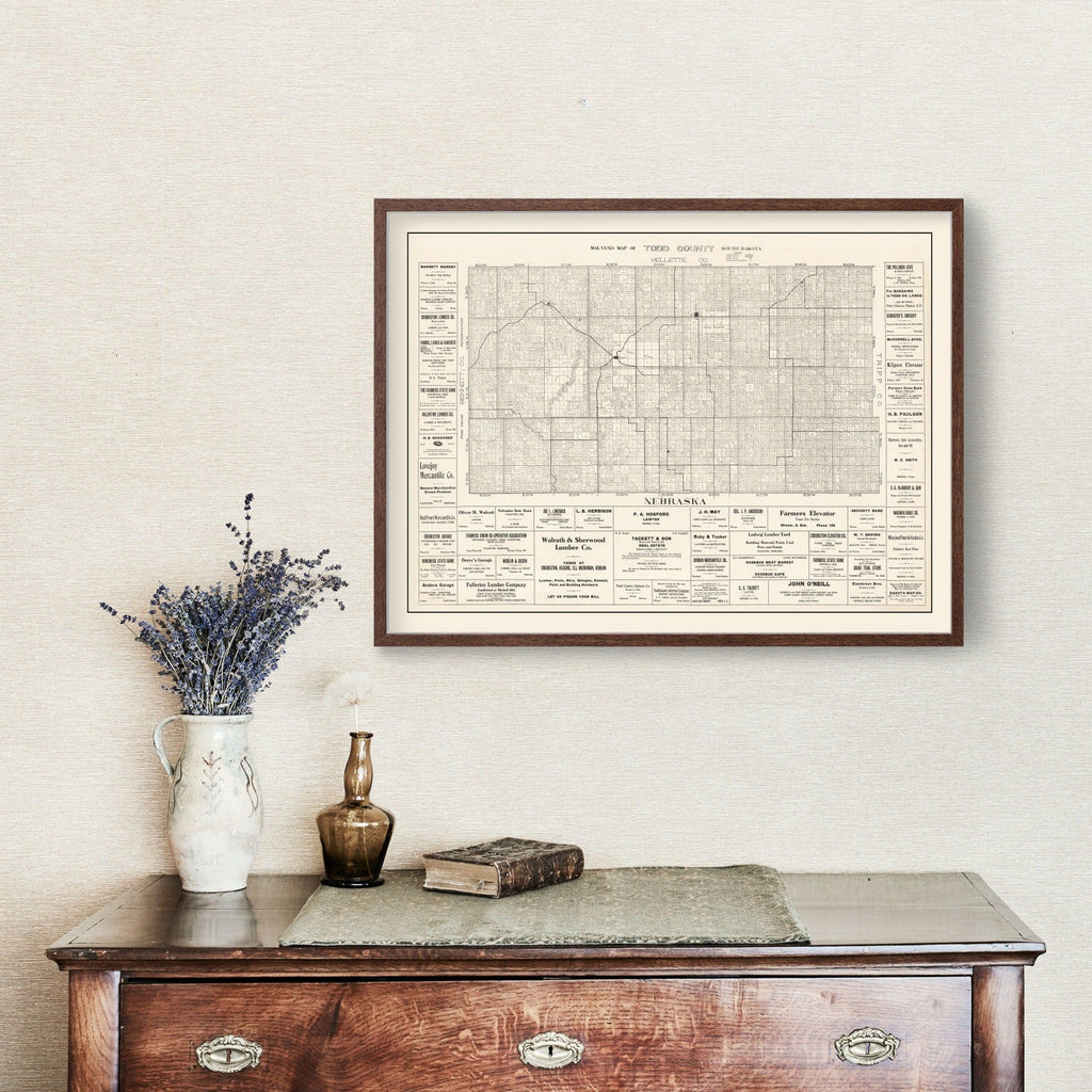 Vintage Map of Todd County, South Dakota 1925