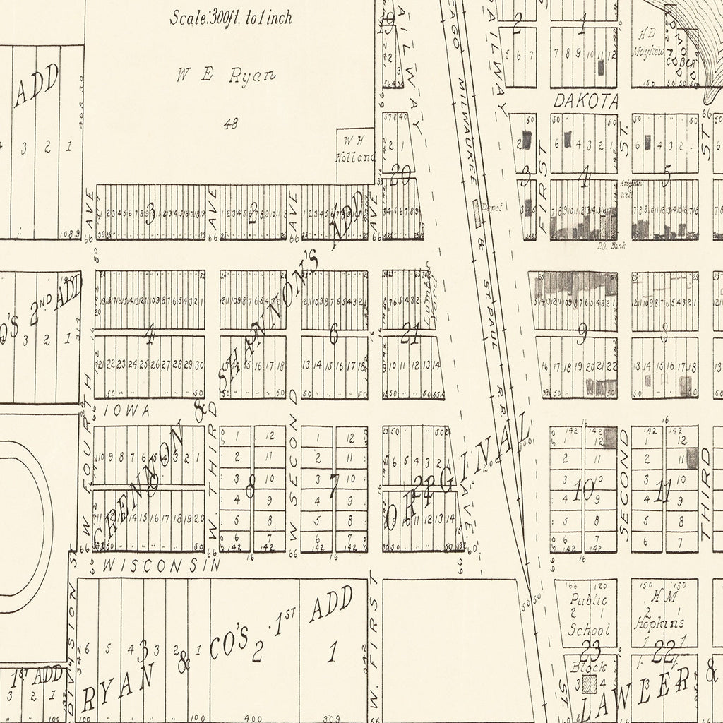 Vintage Map of Letcher, South Dakota 1884