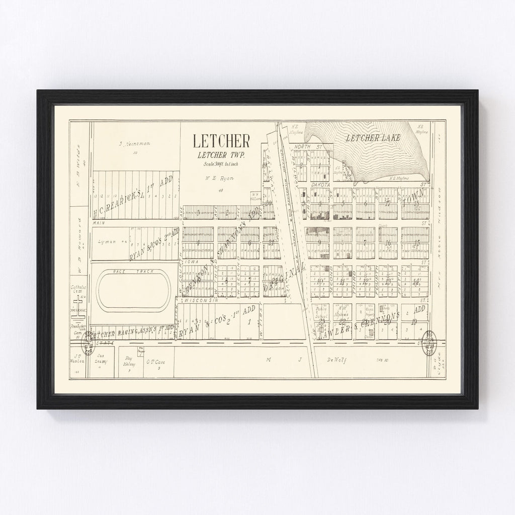 Vintage Map of Letcher, South Dakota 1884