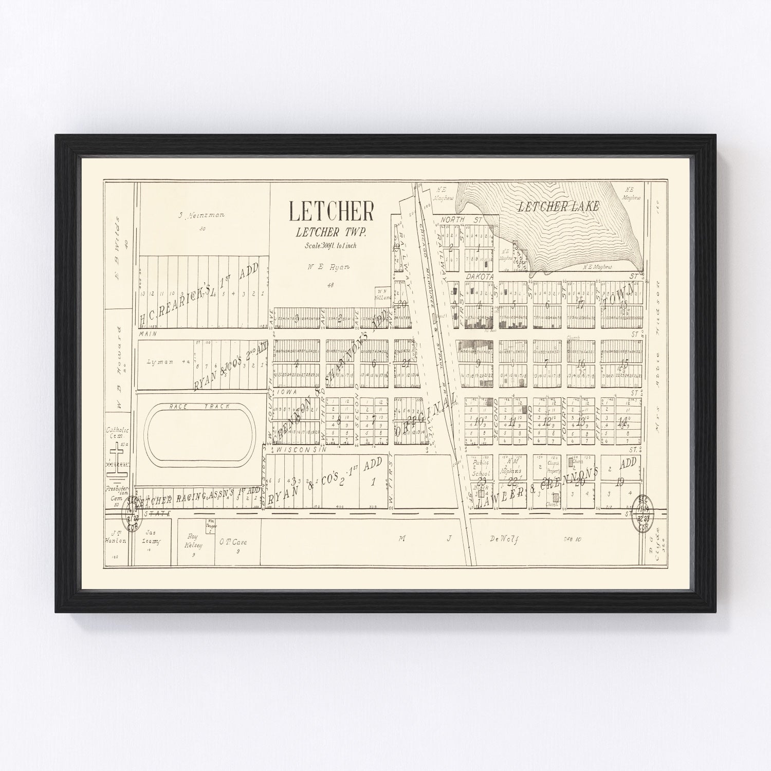 Vintage Map of Letcher, South Dakota 1884