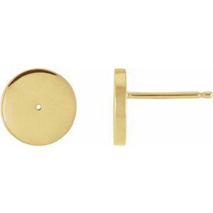 14K Yellow Gold 1 mm Round New Moon Phase Earring Mounting