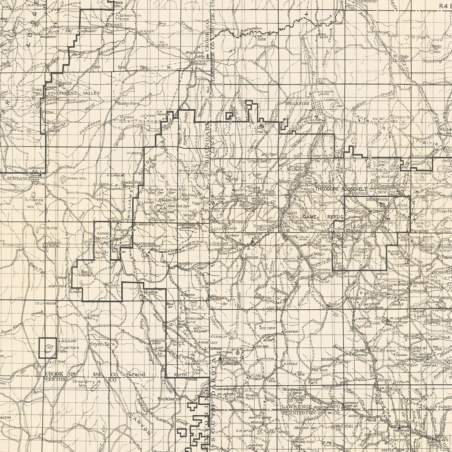 Vintage Harney National Forest Map 1939